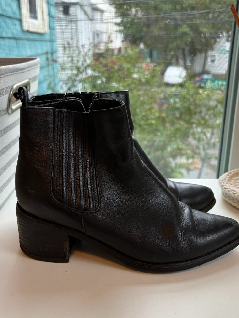 Blondo Waterproof Black Leather Chelsea Ankle Boots